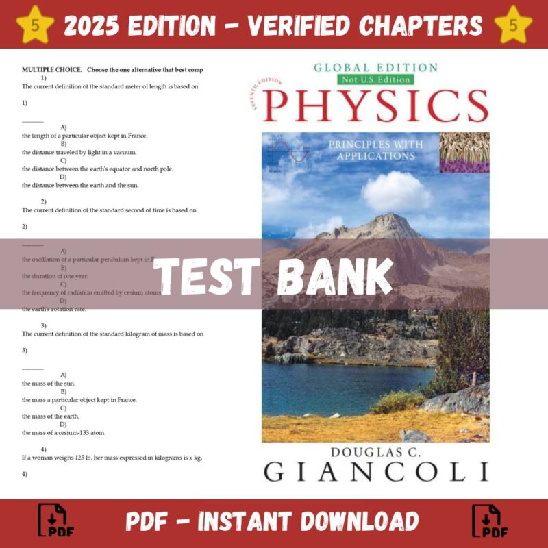 Test bank - Physics Principles with Applications 7th Edition (Giancoli, 2018)