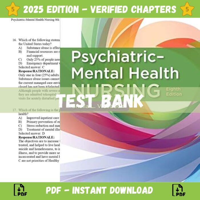 Test Bank for Psychiatric-Mental Health Nursing 8th Edition by Sheila L.Videbeck