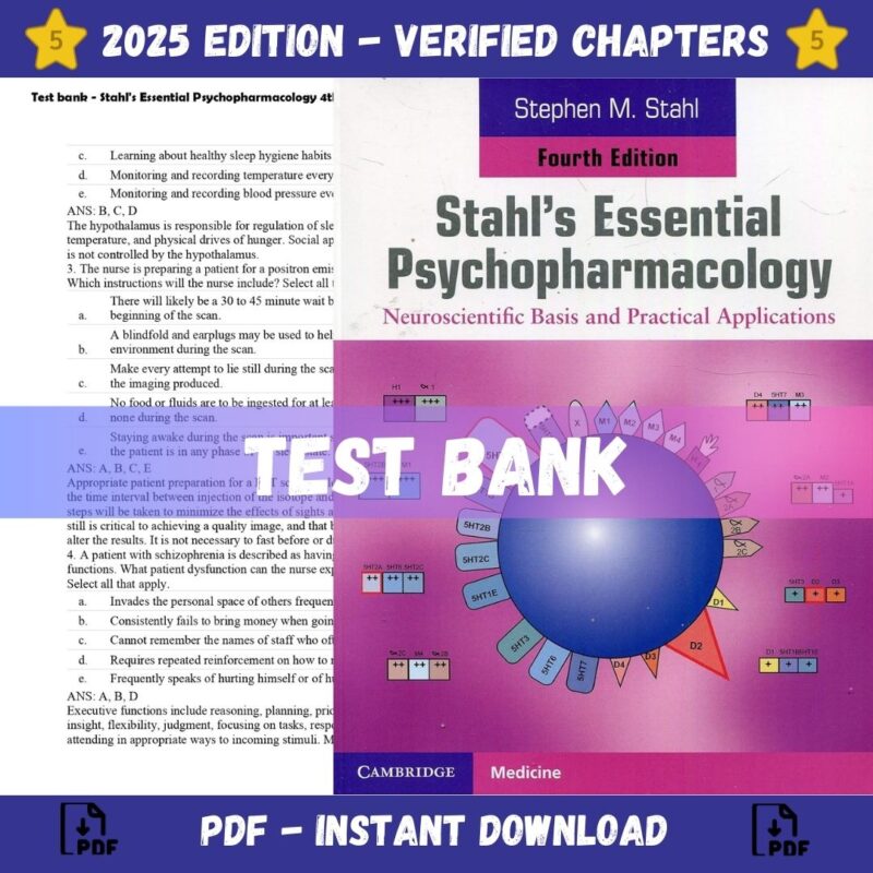 Test bank - Stahl's Essential Psychopharmacology 4th Edition (Stephen M. Stah,2021)