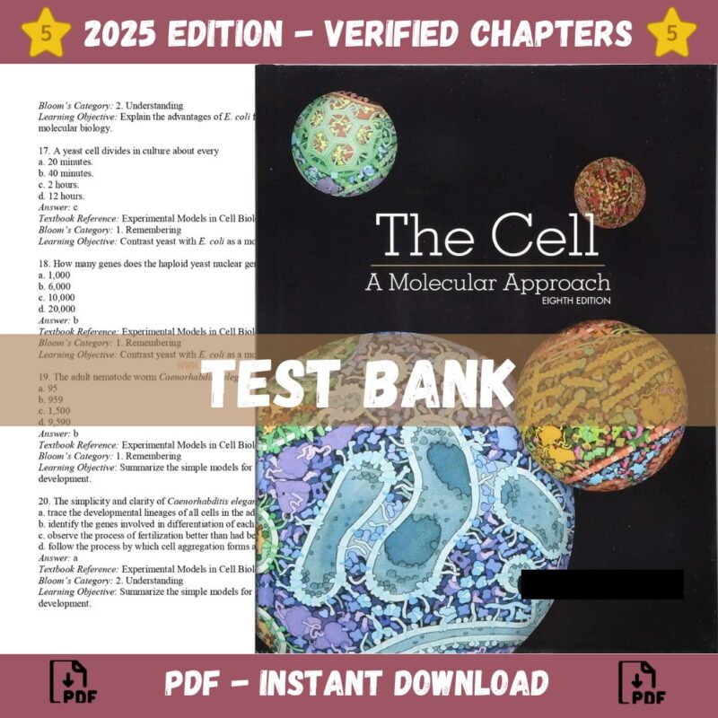 Test Bank – The Cell A Molecular Approach, 8th Edition (Cooper, 2019)