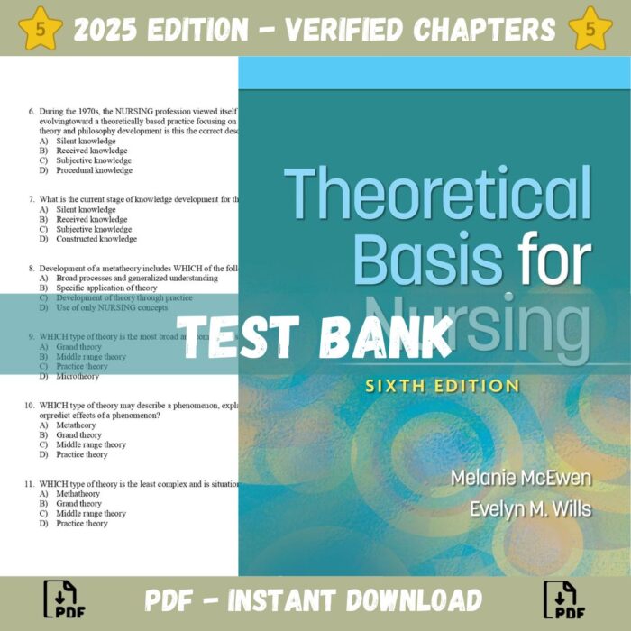 Test bank - Theoretical Basis for Nursing, 6th American Edition (McEwen, 2023)