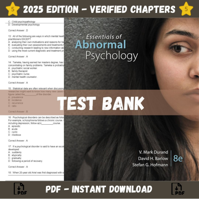 Essentials of Abnormal Psychology 8th Edition