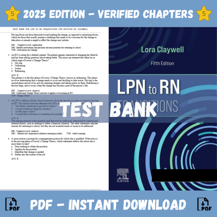 LPN to RN Transitions, 5th Edition (Lora Claywell, 2021)