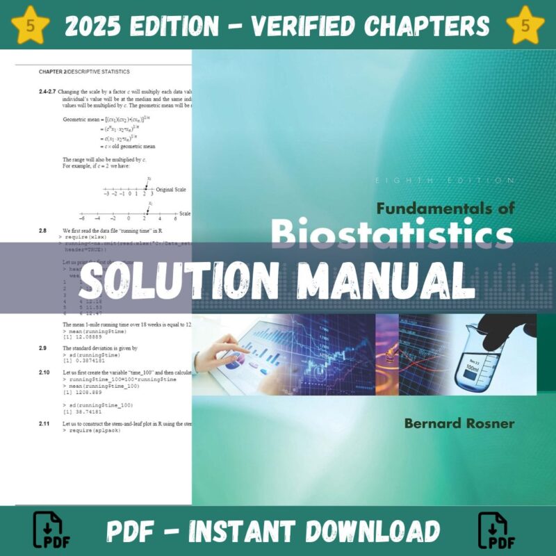 Solution Manual - Fundamentals of Biostatistics 8th Edition (Rosner, 2016)