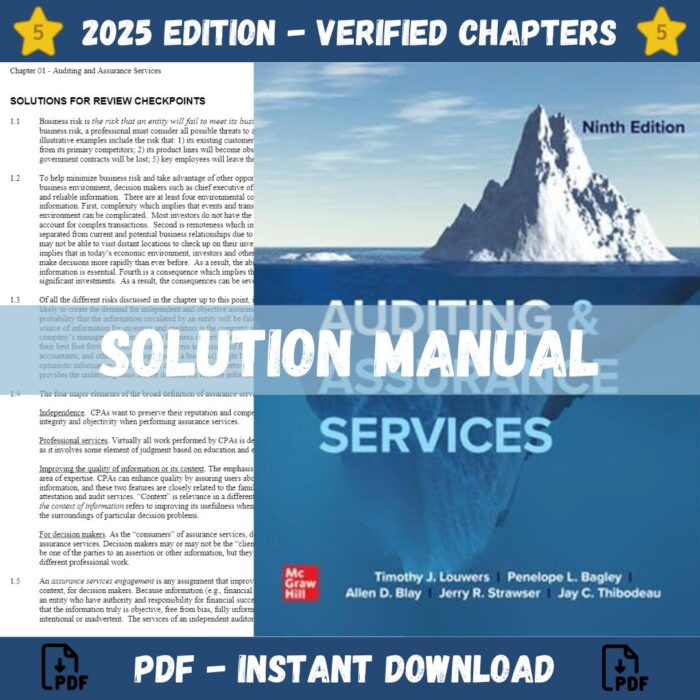 Solution Manual - for Auditing & Assurance Services 9th Edition (Louwers, 2024)