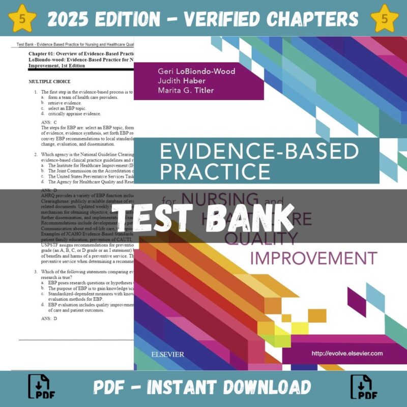 Test Bank – Evidence Based Practice for Nursing and Healthcare Quality Improvement, 1st Edition (LoBiondo-Wood, 2019)