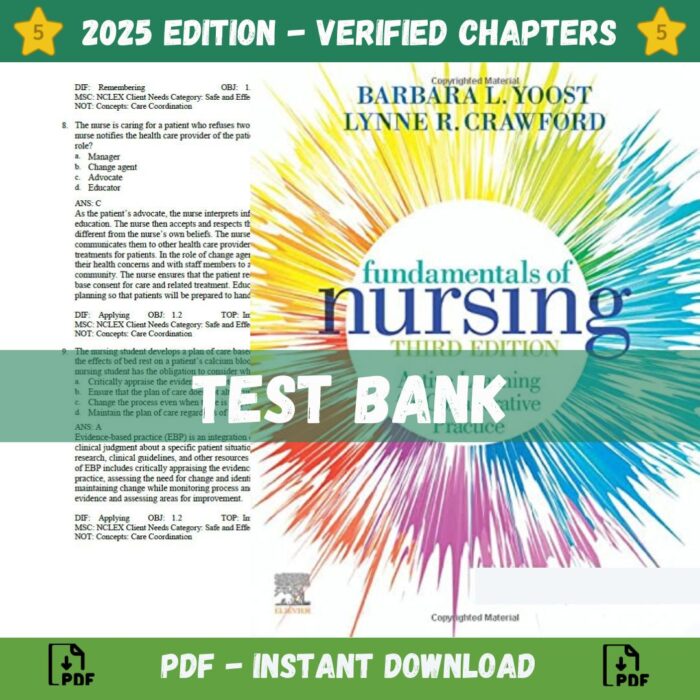 Test Bank - Fundamentals of Nursing: Active Learning for Collaborative Practice, 3rd Edition (Barbara L Yoost