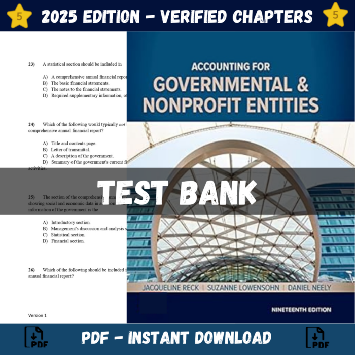 Test bank - Accounting for Governmental and Nonprofit Entities 19th Edition (MacDonald, 2021)