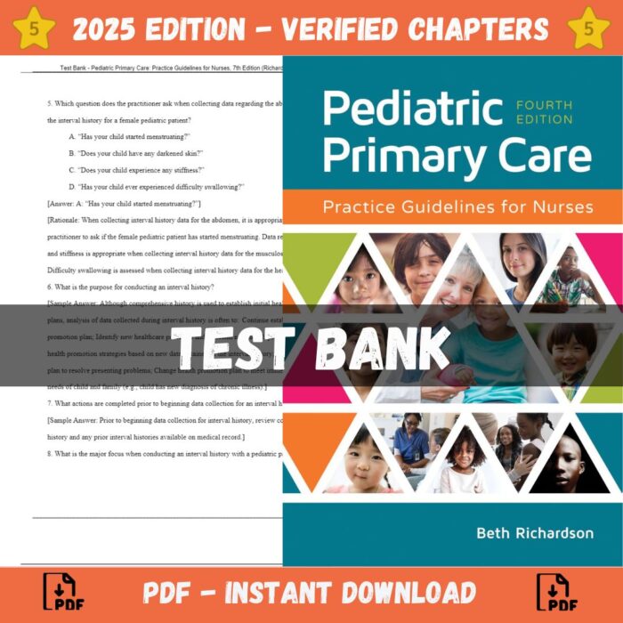 Test Bank – Pediatric Primary Care Practice Guidelines for Nurses, 7th Edition (Richardson, 2019)