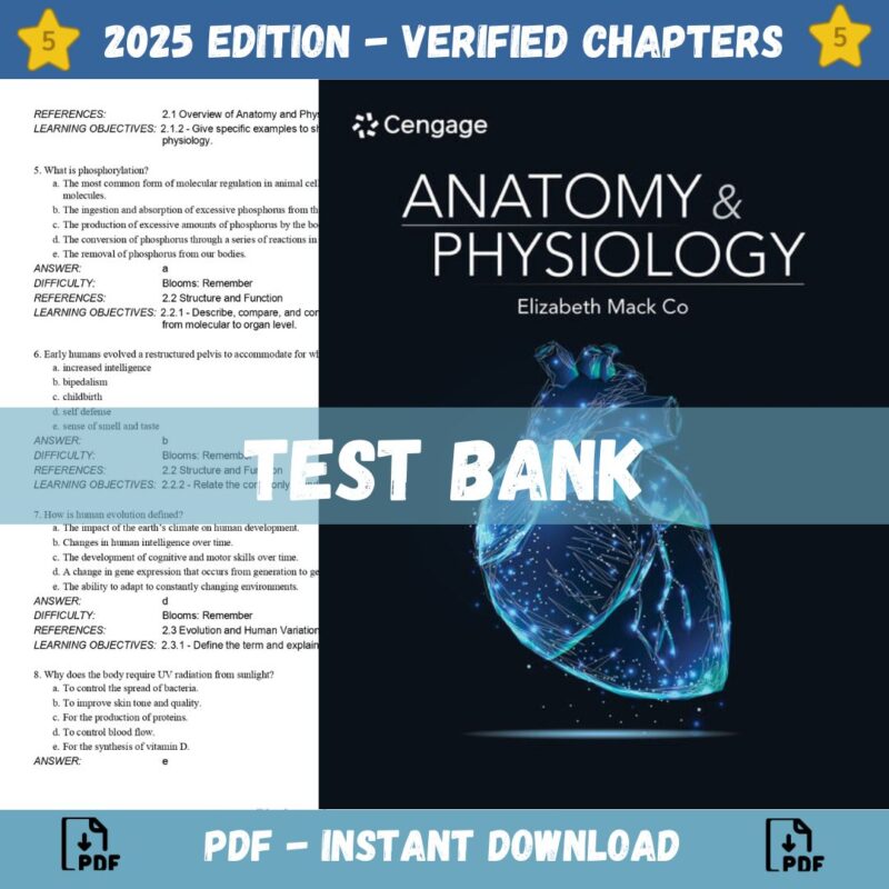 Test Bank - Anatomy and Physiology, 1st Edition (Elizabeth Co, 2023)