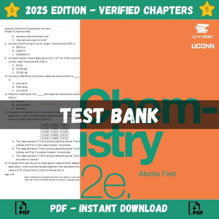 Test Bank - Chemistry Atoms First 2e 2nd Edition (OpenStax, 2019)