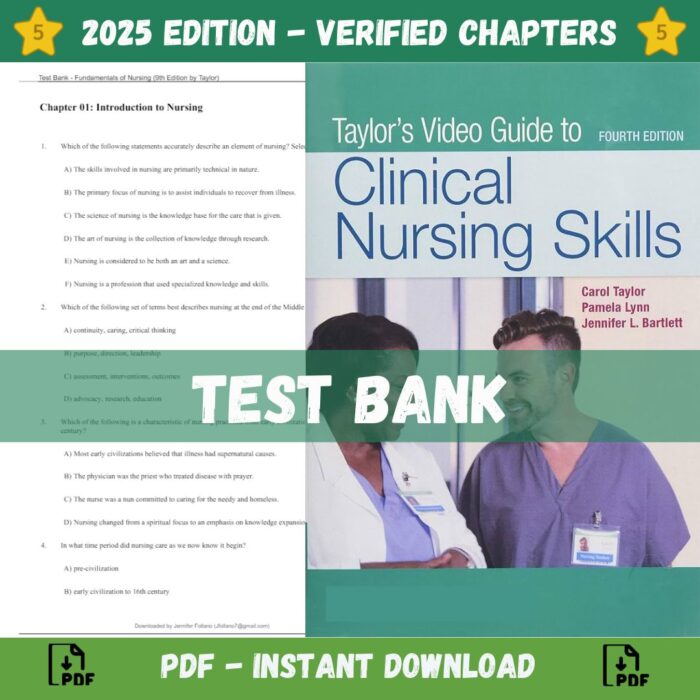 Test Bank - fundamentals of Nursing, 9th Edition (Taylor, 2018)