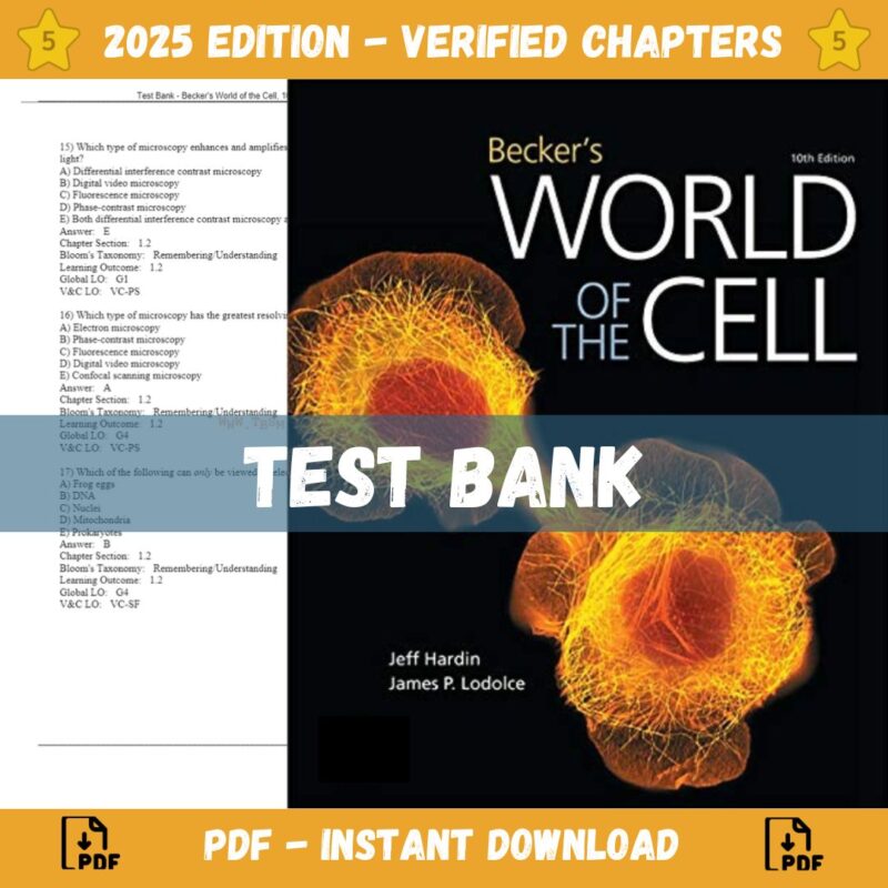 Test Bank – Becker's World of the Cell, 10th Edition (Hardin, 2022)