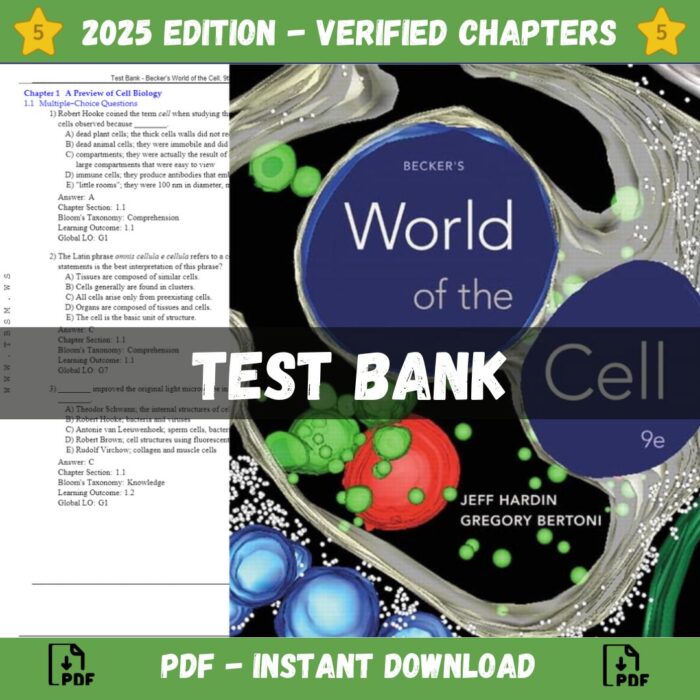 Test Bank – Becker's World of the Cell, 9th Edition (Hardin, 2016)