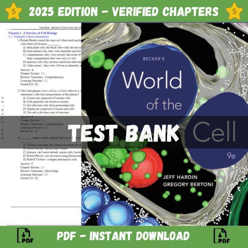 Test Bank – Becker's World of the Cell, 9th Edition (Hardin, 2016)