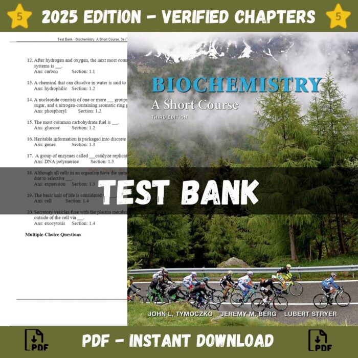 Test Bank – Biochemistry, A Short Course, 3rd Edition (Tymoczko, 2015)