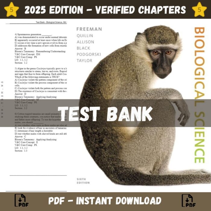 Test Bank – Biological Science, 6th Edition (Freeman, 2017)