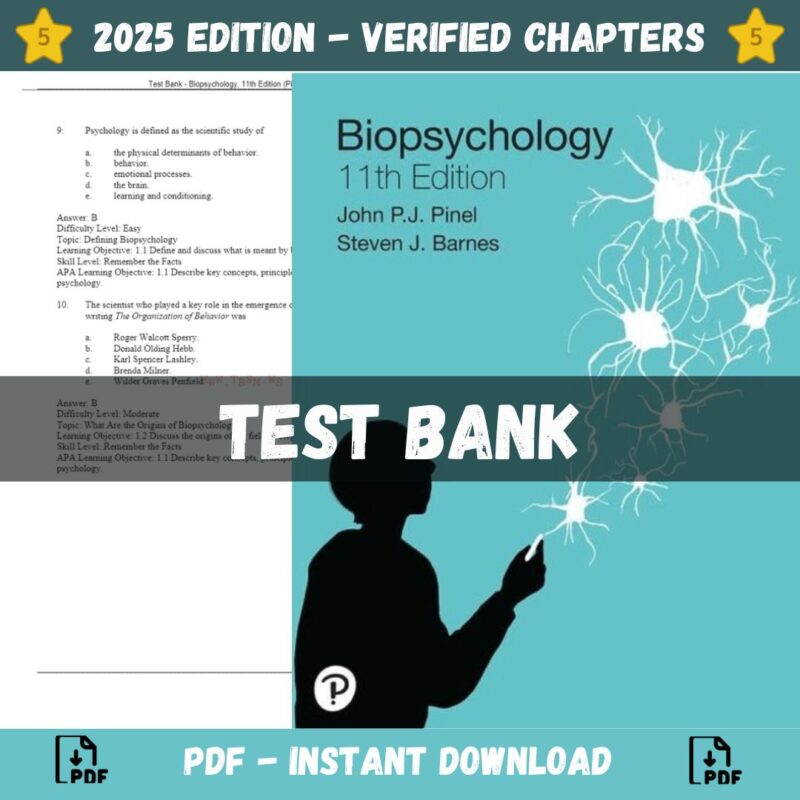 Test Bank – Biopsychology, 11th Edition (Pinel, 2021)