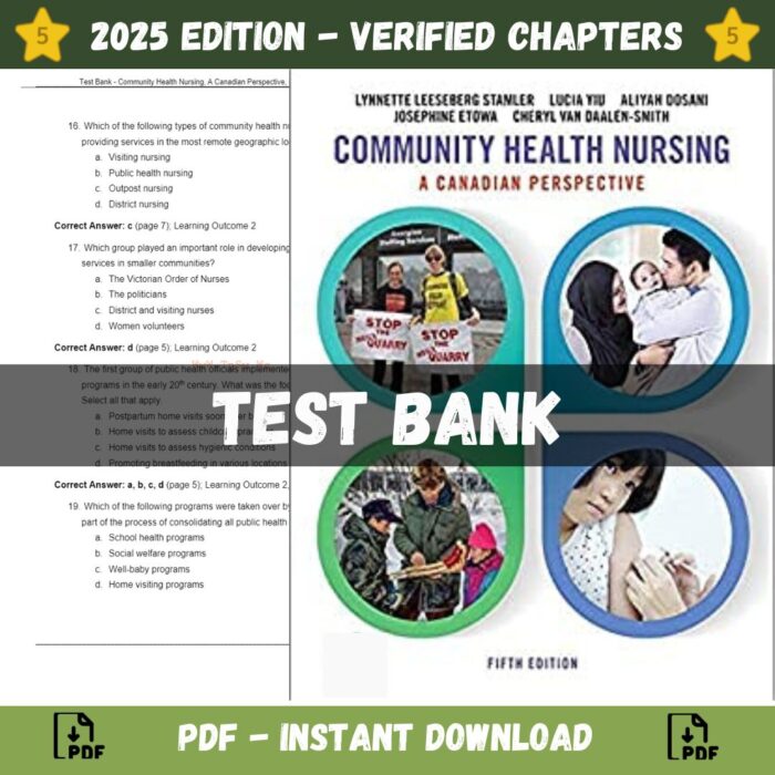 Test Bank – Community Health Nursing, A Canadian Perspective, 5th Edition (Stamler, 2020)