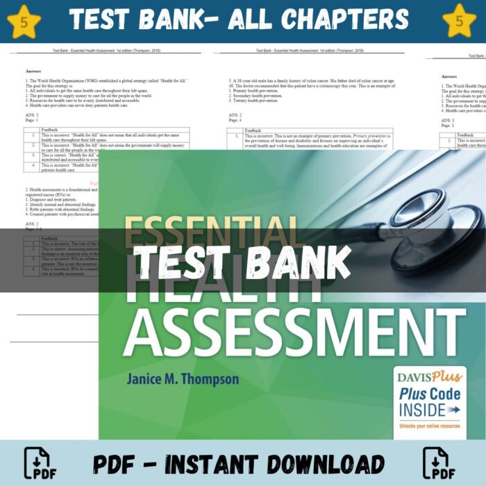 Test Bank – Essential Health Assessment, 1st edition (Thompson, 2018)