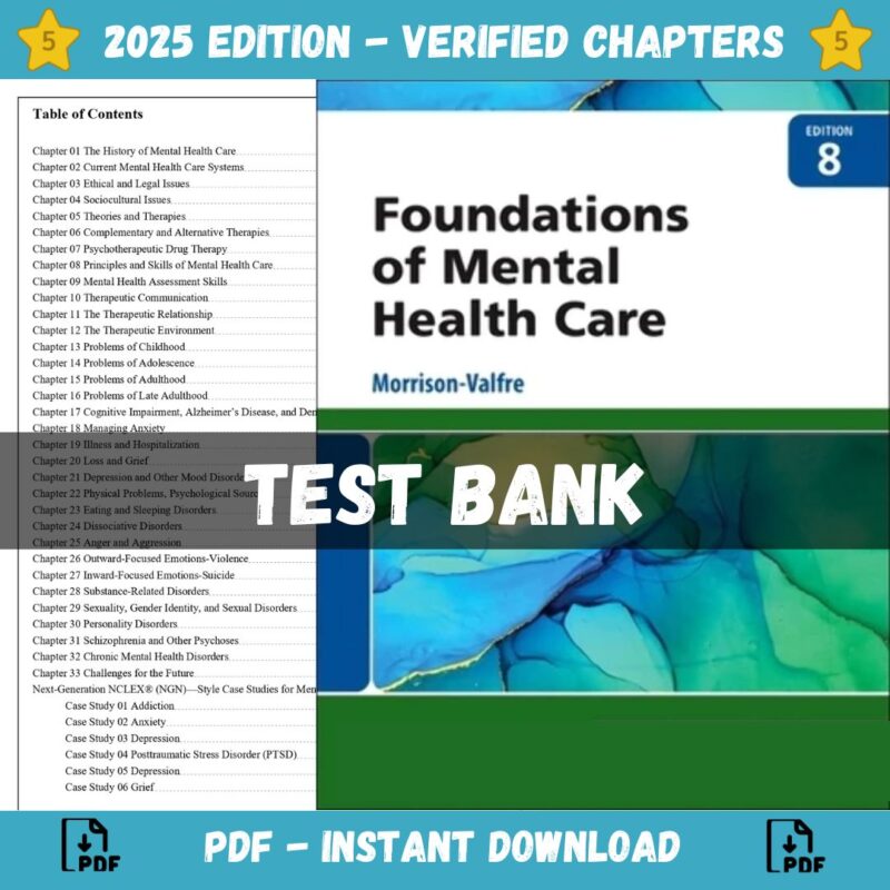 Test Bank – Foundations of Mental Health Care, 8th Edition (Morrison-Valfre, 2023)