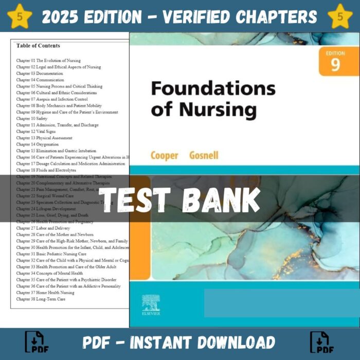 Test Bank – Foundations of Nursing, 9th Edition (Cooper, 2023)