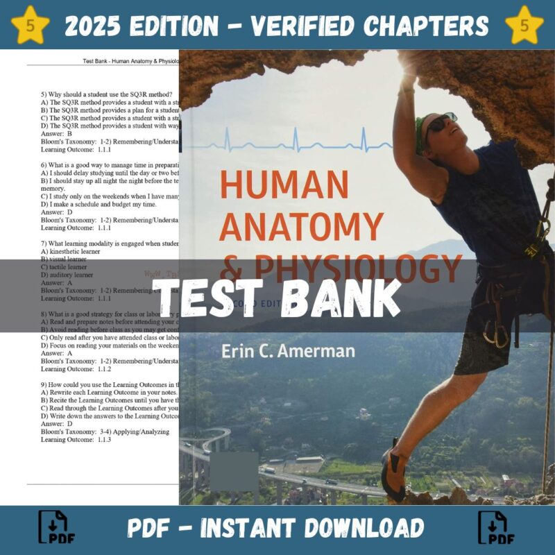 Test Bank – Human Anatomy & Physiology, 2nd Edition (Amerman, 2019)