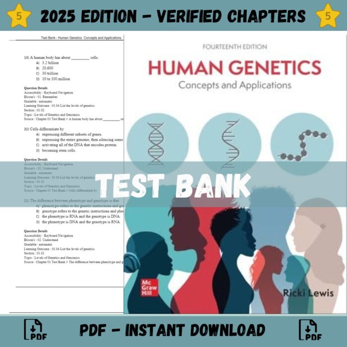 Test Bank – Human Genetics Concepts and Applications, 14th Edition (Lewis, 2024)