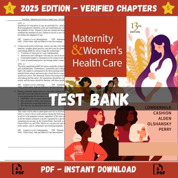 Test Bank – Maternity and Women’s Health Care, 13th Edition (Lowdermilk, 2024)