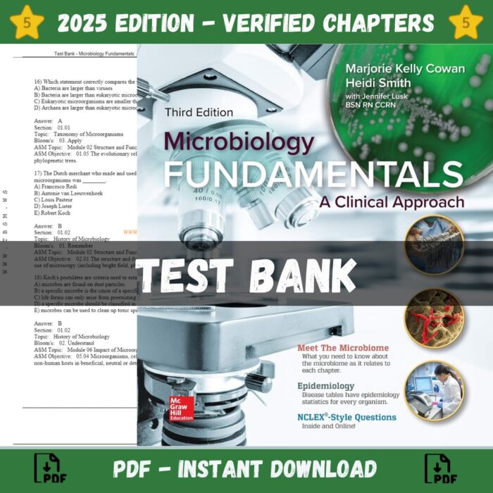 Test Bank – Microbiology Fundamentals-A Clinical Approach, 3rd Edition (Cowan, 2019)