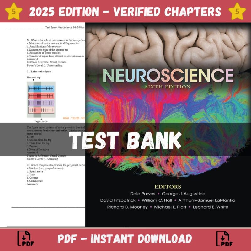 Test Bank – Neuroscience, 6th Edition (Purves, 2018)