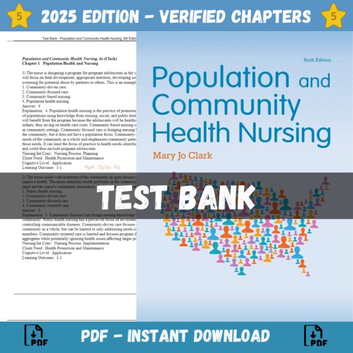 Test Bank – Population and Community Health Nursing, 6th Edition (Clark, 2016)