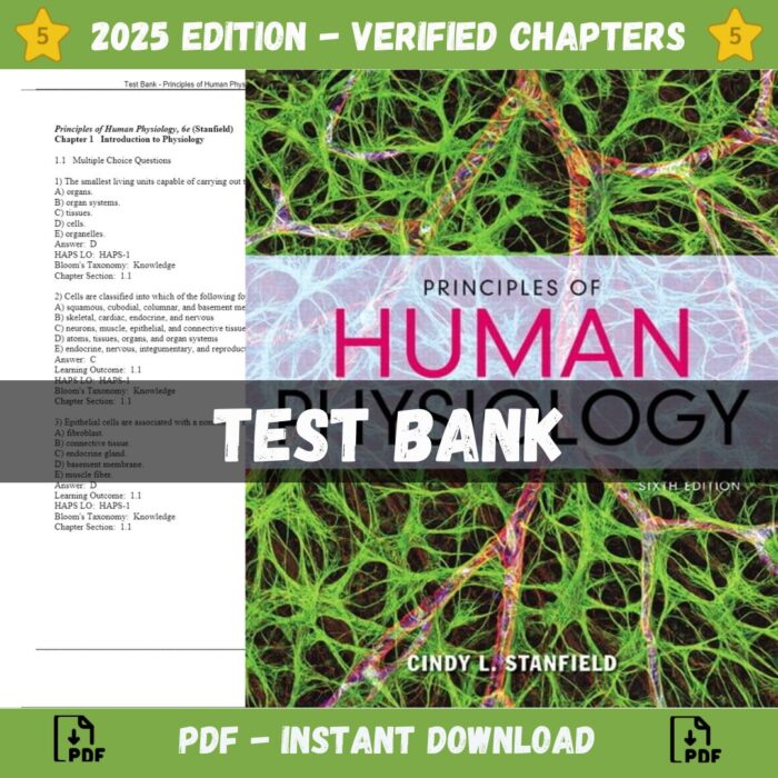 Test Bank – Principles of Human Physiology, 6th Edition (Stanfield, 2016)