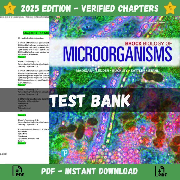 Test bank - Brock Biology of Microorganisms 16th Edition (Madigan, 2021)