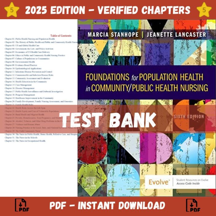 Test bank - Foundations for Population Health in CommunityPublic Health Nursing 6th Edition (Stanhope, 2021)