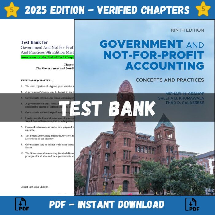 Test bank - Government and Not-for-Profit Accounting 9th Edition (Granof, 2022)