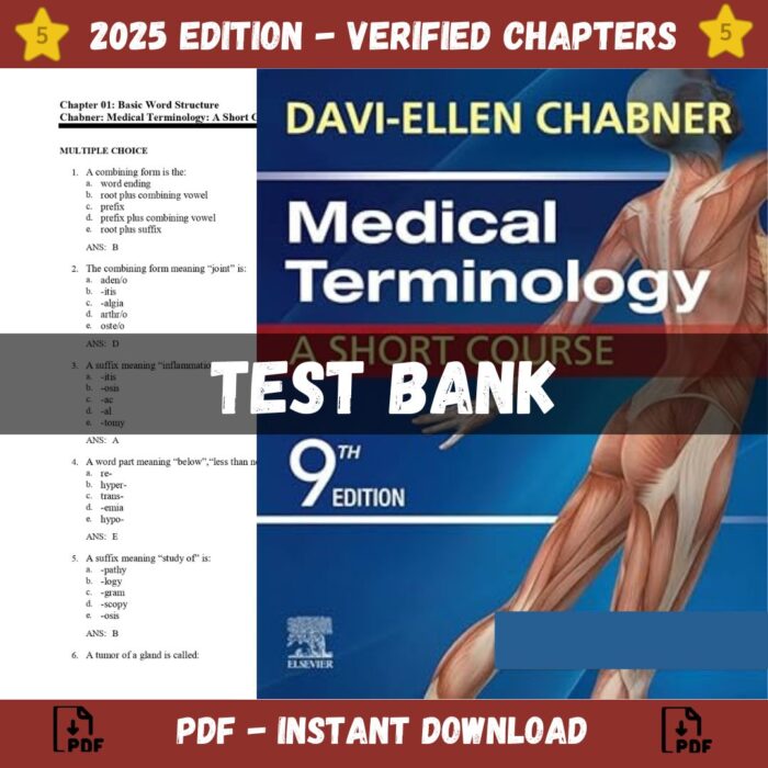 Test bank - Medical Terminology A Short Course 9th Edition (Davi Ellen Chabner, 2023)