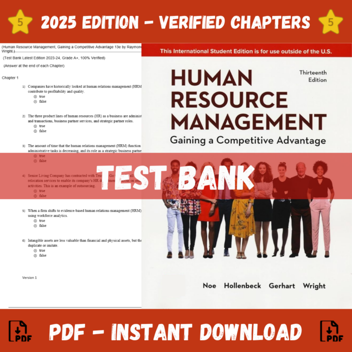 Test Bank - Human Resource Management, Gaining a Competitive Advantage, 13th Edition (Raymond, 2023)