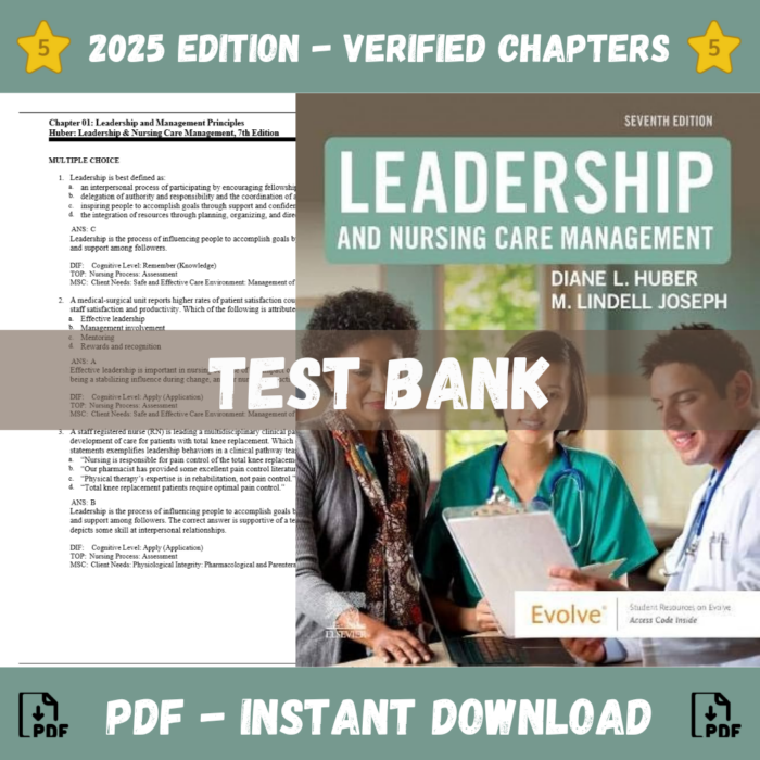 Test Bank - Leadership and Nursing Care Management, 7th Edition (Diane Huber, 2024)