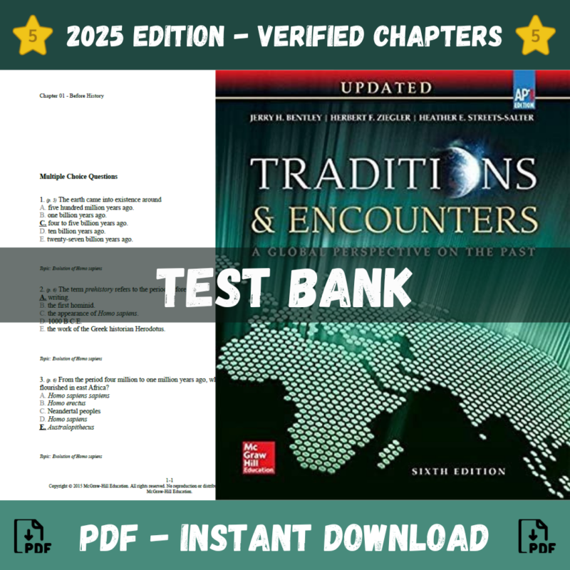 Test Bank - Traditions & Encounter A Global Perspective on the Past, 6th Edition (Jerry Bentley, Herbert Ziegler - 2024)