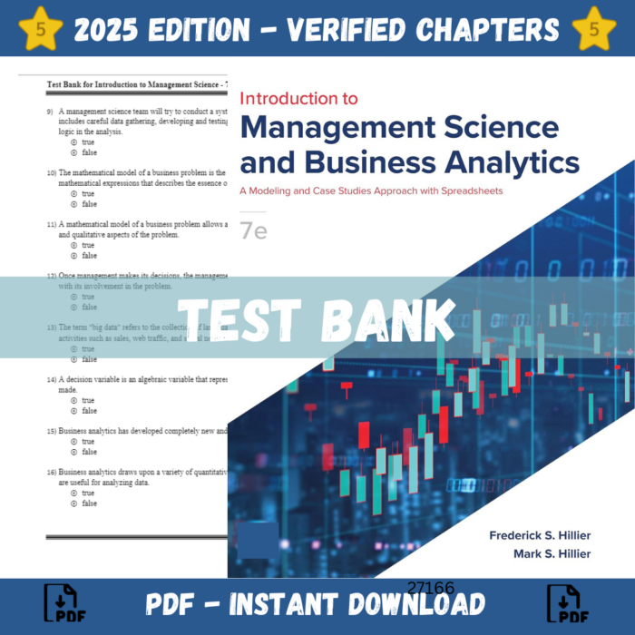 Introduction to Management Science and Business Analytics 7th Edition (Hillier, 2022)