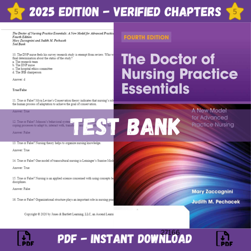 test bank-Test Bank - The Doctor of Nursing Practice Essentials Nursing 4th Edition (Zaccagnini, 2019